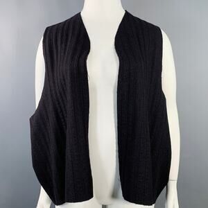 ESKANDAR Size L Brown Purple Wool Cashmere Ribbed Open Front Vest